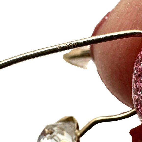 10K Yellow Gold Cubic Zirconia Heart Pierced 3/4" Pierced Earrings - Picture 5 of 5